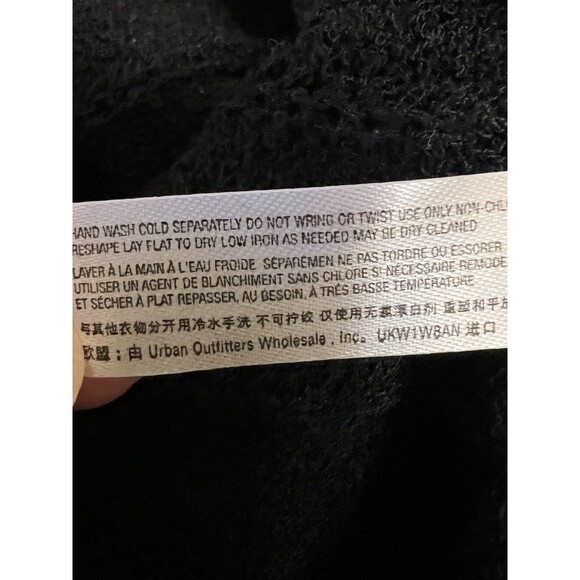 FP BEACH Black Ribbed Knit Sweater Dress Beach Cover-Up Dolman Sleeve Boho Large - Picture 6 of 8